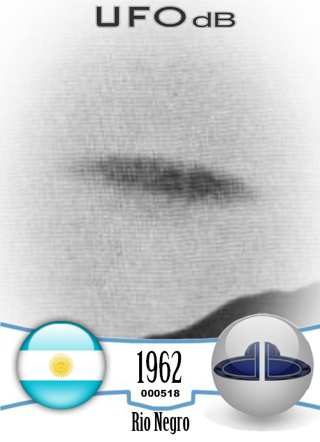 Old 1962 UFO picture coming from Argentina showing Saucer over hill UFO CARD Number 518