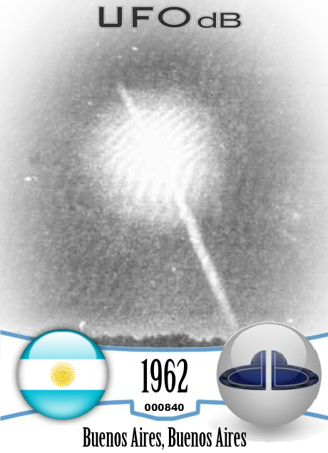 Old UFO photo taken over Buenos Aires Argentina in February 1962 UFO CARD Number 840