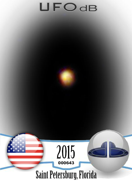 Orange Orb UFOs seen over Saint Petersburg Florida USA 2015 UFO CARD Number 643
