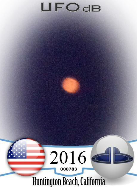 Orange orb UFO transparent edge ring - Huntington Beach California USA UFO CARD Number 783