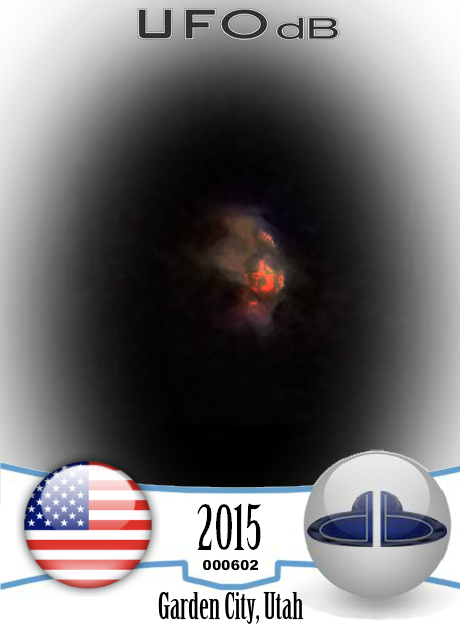 Orange orb hovering over bear lake near Garden City Utah 2015 UFO CARD Number 602