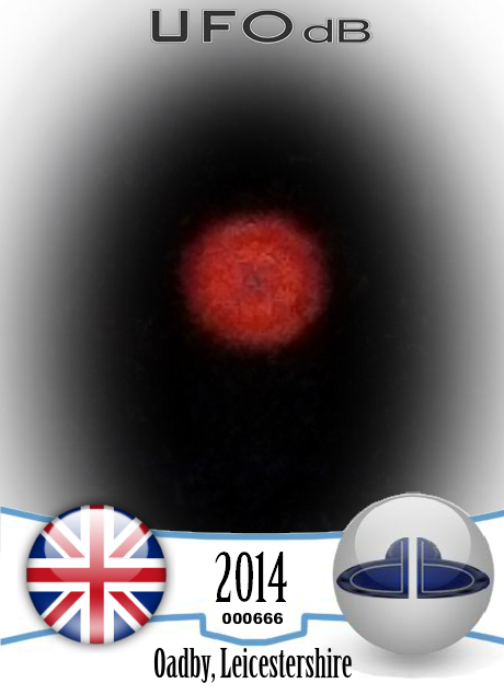 Orange silent ball UFO that moved quickly - Oadby, Leicestershire 2014 UFO CARD Number 666