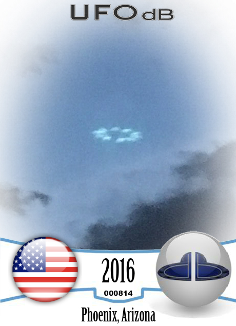 Photo during storm get saucer UFO in cloud hole Phoenix Arizona USA 20 UFO CARD Number 814