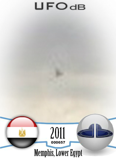 Picture reveal Triangular UFO on the left of a Pyramid in Egypt - 2011 UFO CARD Number 657