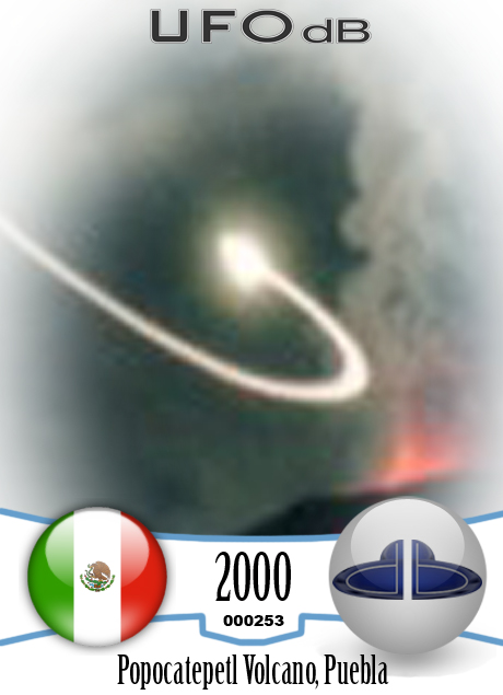 20 seconds Picture capture UFO over Popocatepetl Volcano | Mexico 2000 UFO CARD Number 253