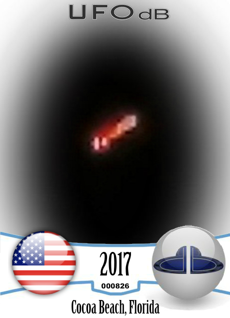 Red Ball of light UFO coming down near Kennedy Space center 2017 UFO CARD Number 826