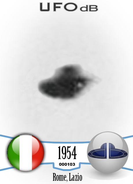 Old grey UFO picture showing an UFO passing over Rome's Monte Carlo UFO CARD Number 103