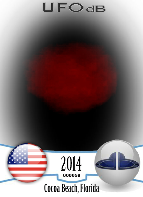 Round bright orange red fireball UFO over Cocoa Beach, Florida 2014 UFO CARD Number 658