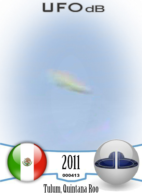 Saucer UFO caught on picture near the Maya city ruins of Tulum - 2011 UFO CARD Number 413