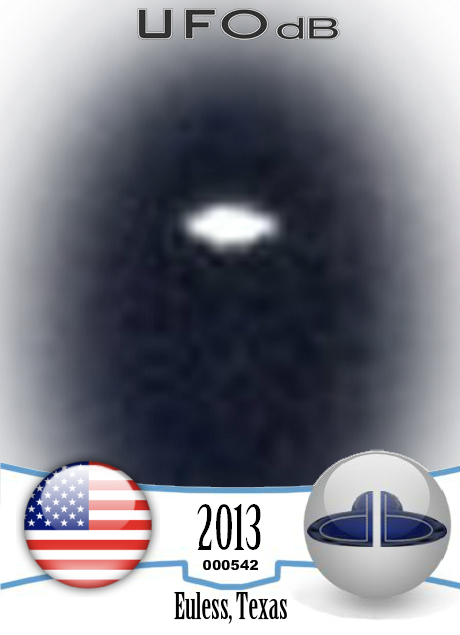 Saucer UFO picture seen over Euless Texas sent to TV station - 2013 UFO CARD Number 542