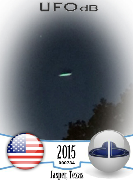 Saw the UFO later when I noticed whatever this is in the photo Jasper  UFO CARD Number 734