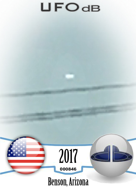 Shiny UFO stopped in the sky and quickly moved near Benson Arizona USA UFO CARD Number 846