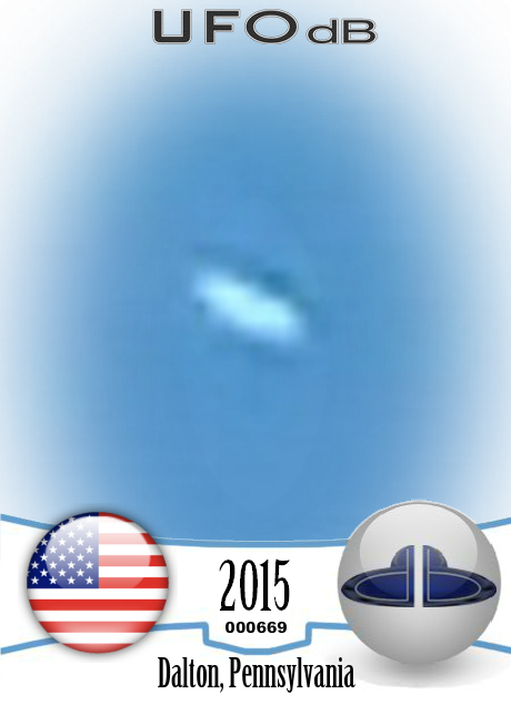 Silent silver Disk UFO gliding in the sky Dalton Pennsylvania USA 2015 UFO CARD Number 669