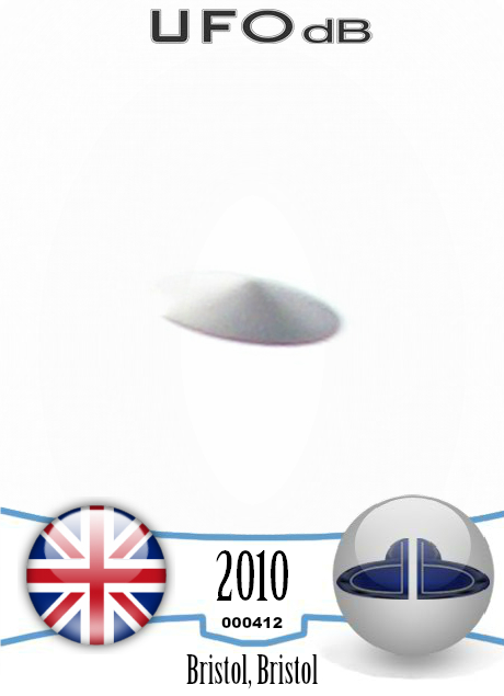 Silver saucer UFO caught on picture in Bristol, England UK - 2010 UFO CARD Number 412