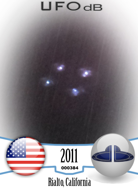 Square shaped UFO caught on picture during heavy rainfall - Rialto CA UFO CARD Number 384