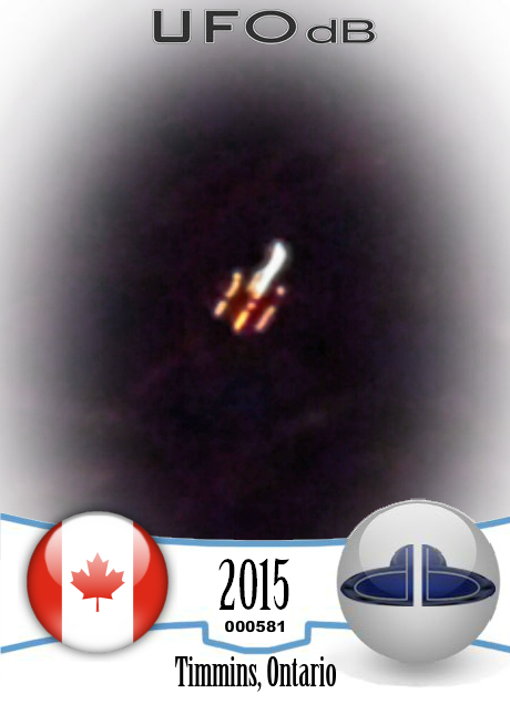 Strange object in the sky of Timmins Ontario Canada on January 22 2015 UFO CARD Number 581