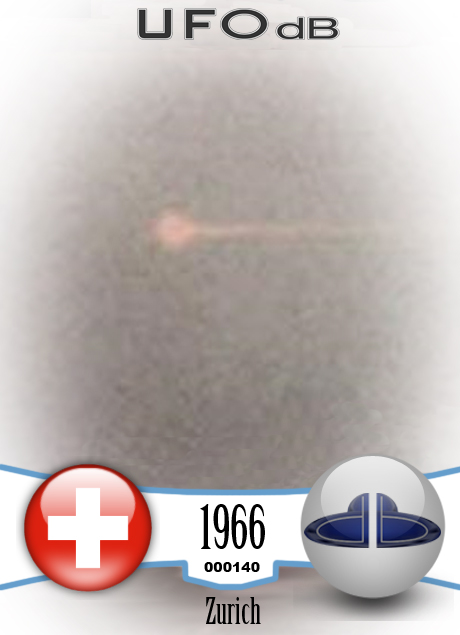 2 light red spheres over control tower of the Zurich-Kloten Airport UFO CARD Number 140