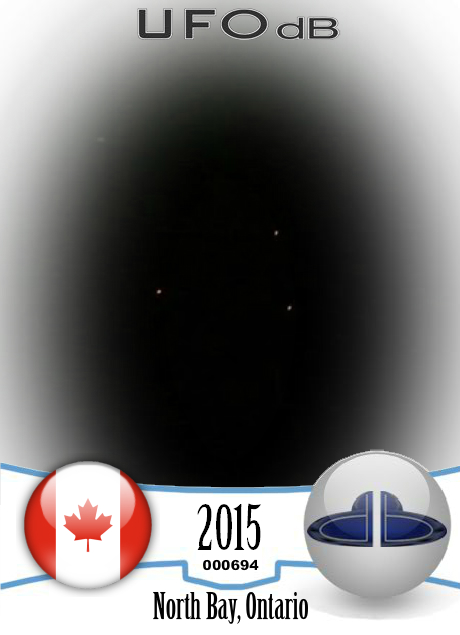 UFO Lights in triangle formation on picture - North Bay Ontario - 2015 UFO CARD Number 694