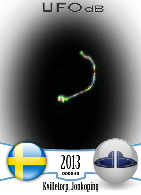 UFO Point of light with trail and colour variations Kvilletorp Sweden UFO CARD Number 549