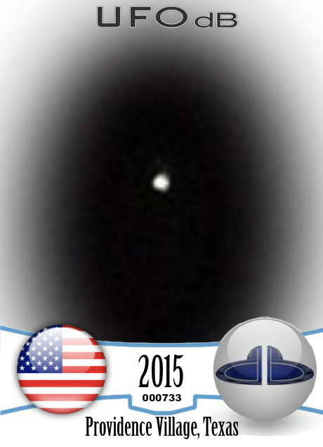 UFO first seen on 16 then seen again 17 oct 2015 - Providence Village  UFO CARD Number 733