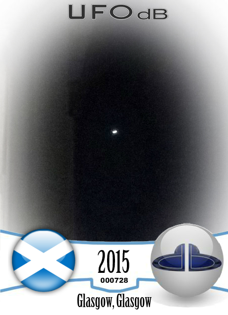 UFO glowing like a star,but too big - Glasgow Scotland 2015 UFO CARD Number 728