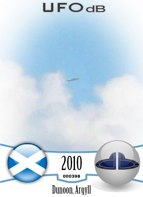 UFO in the distance over Dunoon, Scotland caught on picture in 2010 UFO CARD Number 398