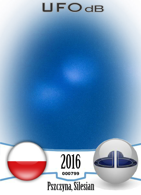UFO light coming from inside clouds, circle shape. Blinking Pszczyna P UFO CARD Number 799
