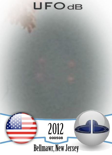 UFO made of 4 red dots in the grey sky of Bellmawr New Jersey USA 2012 UFO CARD Number 508