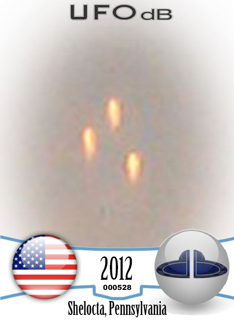 UFO orbs in Triangle formation over Nuclear plant in Pennsylvania 2012 UFO CARD Number 528