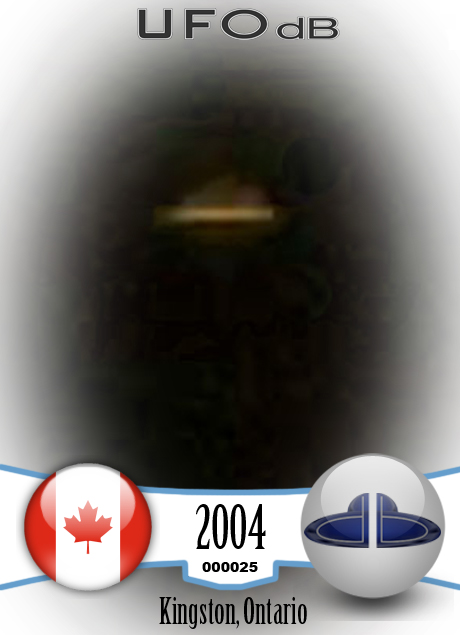 A Ufo is flying at night over the city of Kingston - December 2004 UFO CARD Number 25