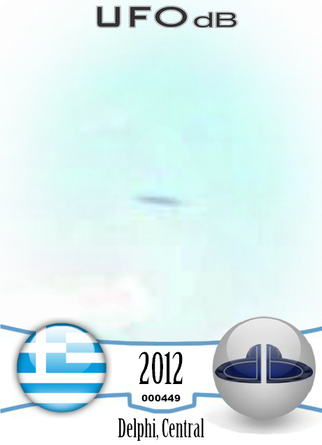 UFO picture showing saucer near Delphi Greece caught in June 3 2012 UFO CARD Number 449