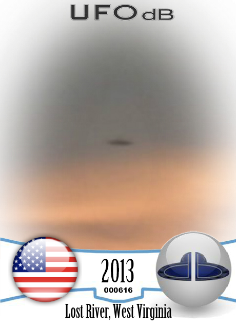 UFO saucer caught on picture - Lost River, West Virginia USA 2013 UFO CARD Number 616