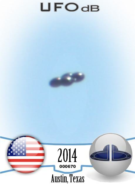 UFO with 4 Spheres over Austin Bergstrom Airport in Texas USA 2014 UFO CARD Number 670