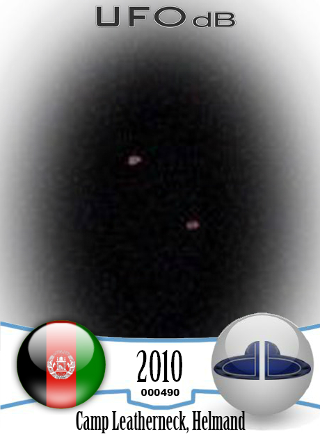 UFOs seen by several Marines over Camp Leatherneck, Afghanistan 2010 UFO CARD Number 490