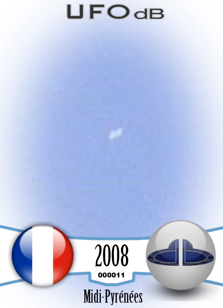 UFO in a blue sky near the pont des demoiselles in Toulouse UFO CARD Number 11