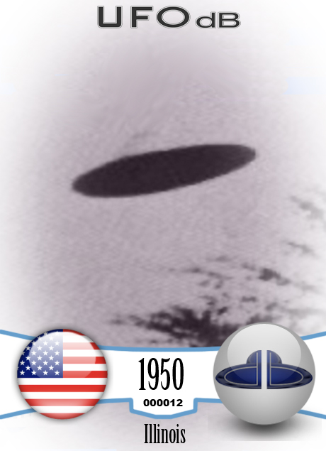 Old black and white picture of UFO in Red Bud Illinois in the USA UFO CARD Number 12