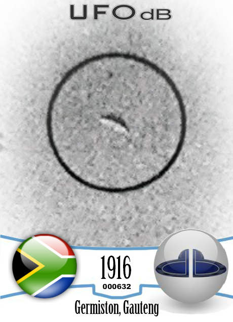 Very Old UFO Picture showing Saucer over Germiston South Africa 1916 UFO CARD Number 632