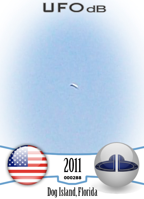 White line with UFO near Dog Island in Florida | USA | March 15 2011 UFO CARD Number 288