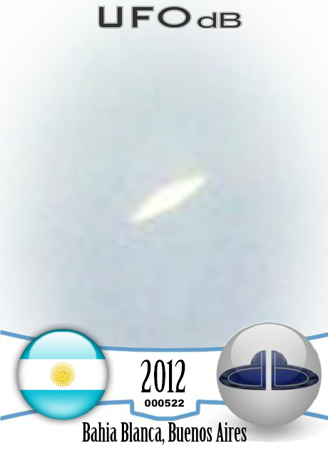 White Saucer UFO caught on photo in Bahia Blanca, Buenos Aires - 2012 UFO CARD Number 522