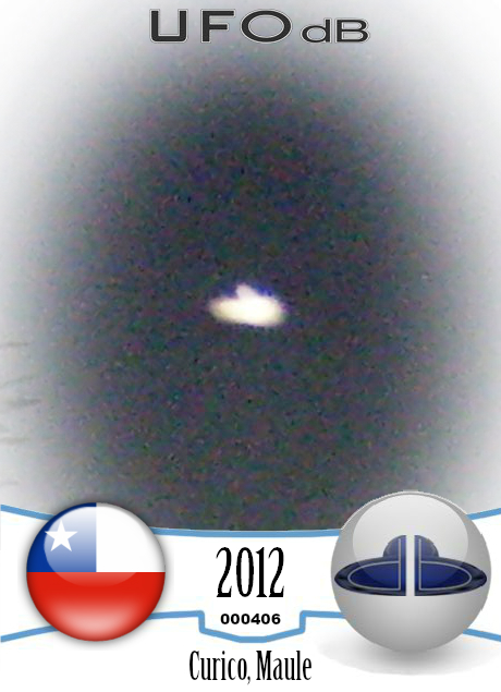 White Saucer ufo caught on picture at night over Curico, Chile - 2012 UFO CARD Number 406