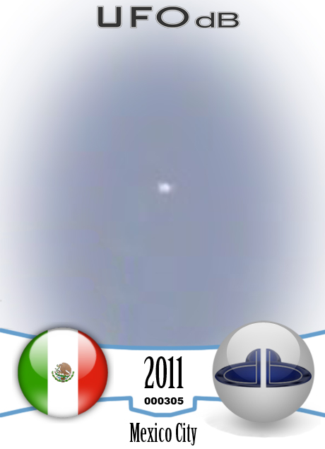 White craft UFO passing in the clouds of Mexico City | May 13 2011 UFO CARD Number 305