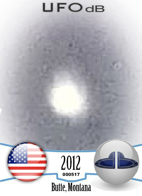 White fluffy Orb UFO caught on photo in the sky of Butte, Montana 2012 UFO CARD Number 517