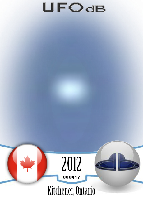 White spherical UFO in Ontario caught on picture Kitchener Canada 2012 UFO CARD Number 417
