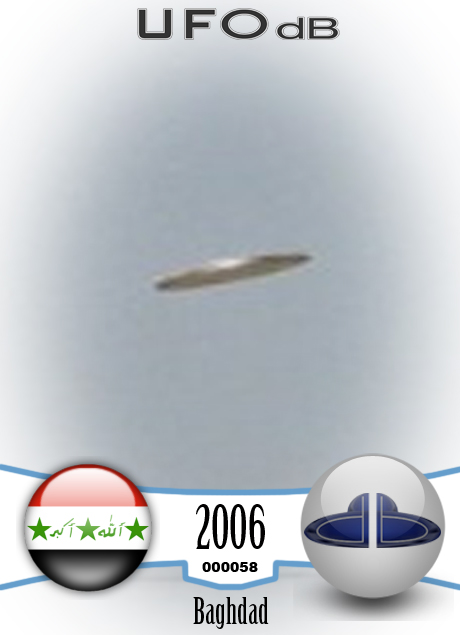 The flying saucer is flying over an industrial factory in Baghdad UFO CARD Number 58