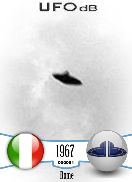 flying saucer passing over the ancient ruins near the center of Rome UFO CARD Number 51