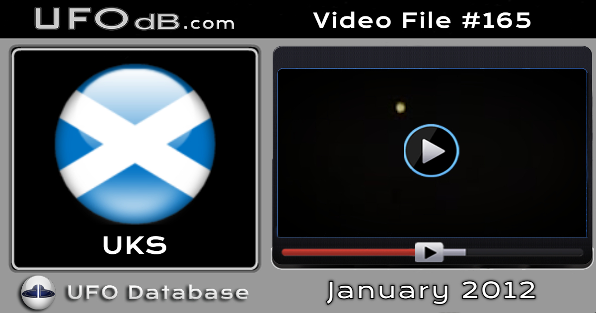 UFO video showing a bright object in the dark night in Scotland 2012