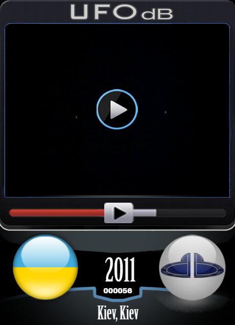 Bright UFOs dancing around in the dark night sky of Kiev Ukraine 2011 UFO CARD Number 56