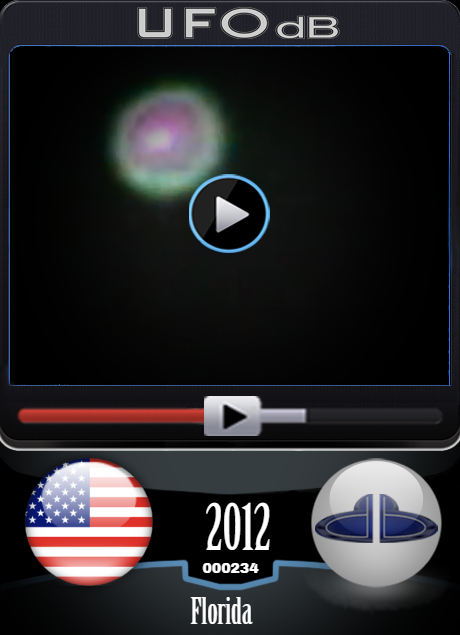 Bright glowing sphere ufo caught on video over western Florida - 2012 UFO CARD Number 234