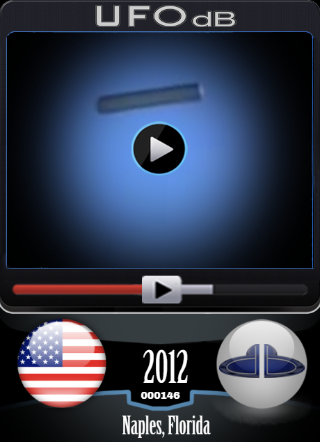Cigar shaped UFO caught on video over Naples, Florida USA January 2012 UFO CARD Number 146