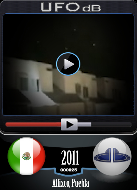 Clear video showing the passage of over 12 UFOs over houses in Atlixco UFO CARD Number 25